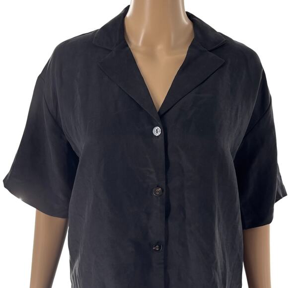 Scotch & Soda Black Linen Short Sleeve Camp Shirt - Picture 6 of 12